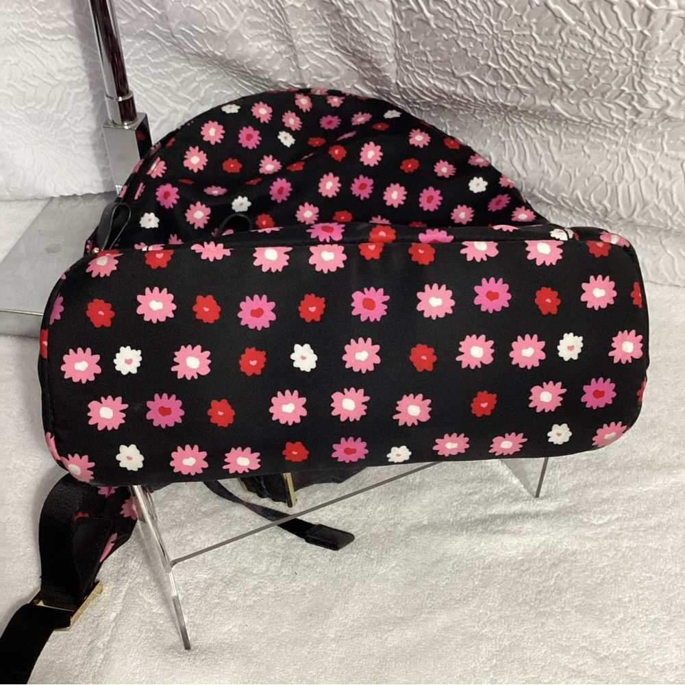 Michael Kors KELSEY Black with Pink Floral Large Nylon Backpack EUC - Picture 9 of 15